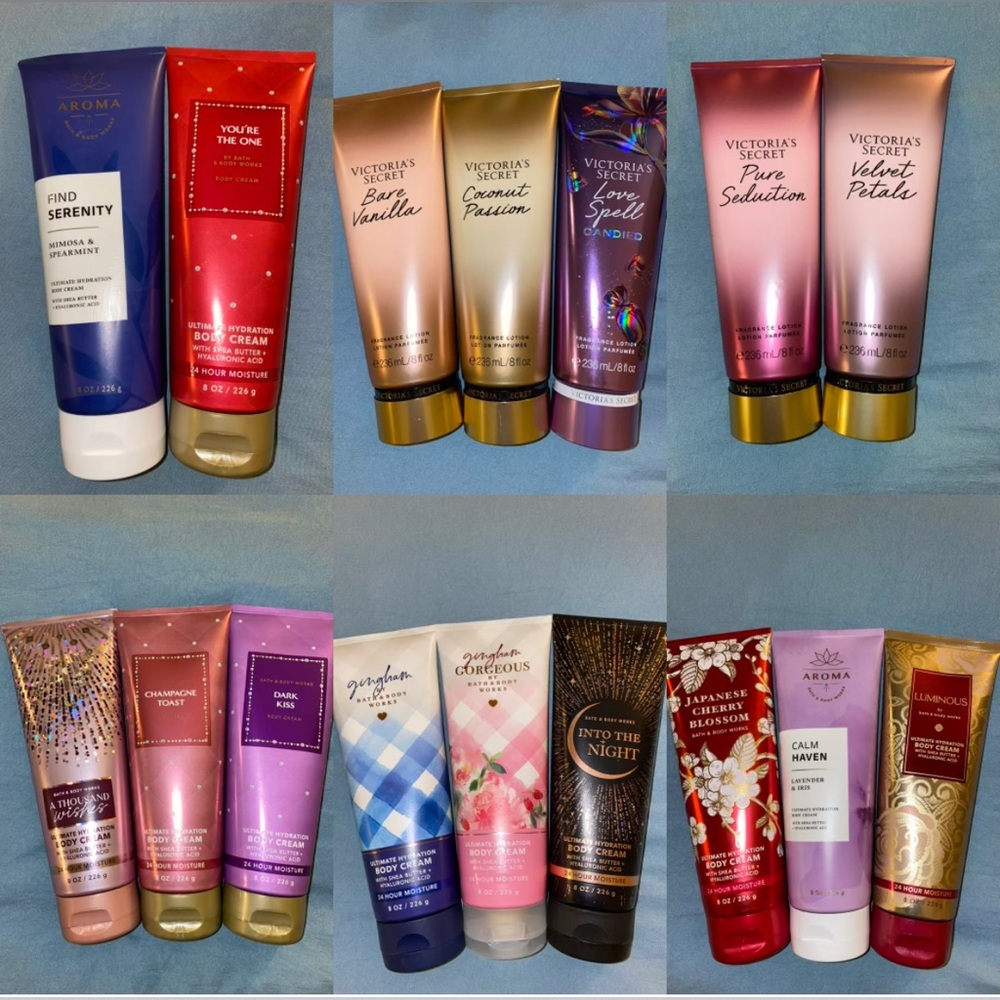 B&BW & VS SAMPLER - SIXTEEN (16) DECANTED SAMPLES- Body Cream/Lotion